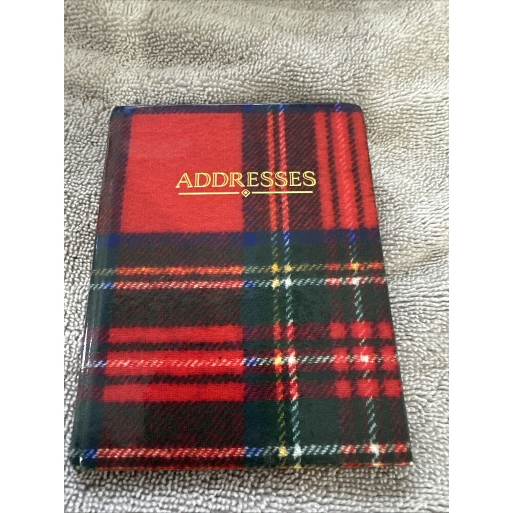 Vintage Plaid Address Book With Gold Lettering